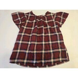 Time & Tru Womens Short Sleeve Top Size Medium Checkered